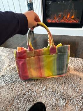 Vince Camuto Orla Sunset Striped Cotton Canvas Tote Bag